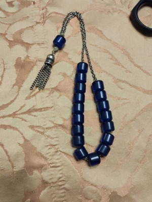 Silver worry beads with blue beads like new