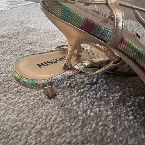 Missoni sandals like new, gold leather, size 37.5, 6cm heel