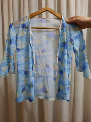 Sheer cardigan like new, blue and turquoise, size 122 cm