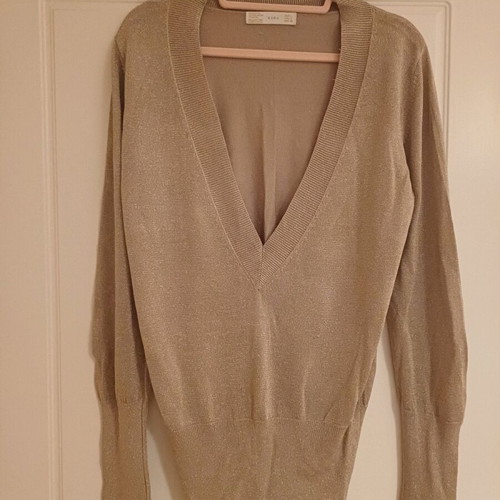 Guess silk top and gold evening Zara pullover like new size Large