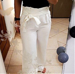Λινό Paperbag παντελόνα Zara