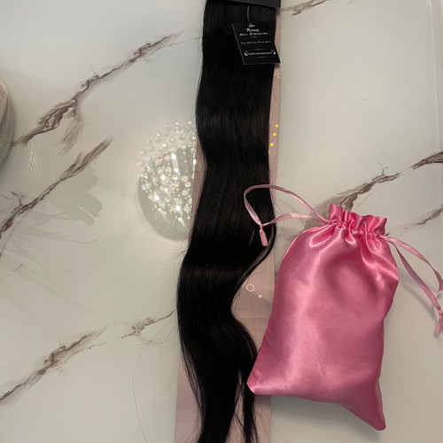Hair Extension natural hair, black, very long 65 cm, new