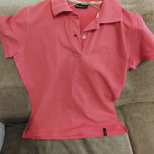 Barbour polo shirt pink like new, size S