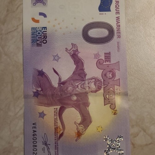 0€ banknote like new, official commemorative with Joker theme