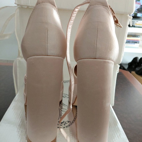 Beige high platform sandals new, size 40, satin