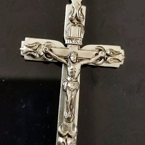 Steel cross with silver twisted chain 925 new