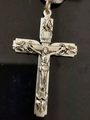 Steel cross with silver twisted chain 925 new