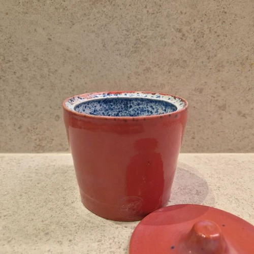 Vintage Handmade Ceramic Storage Jar with Lid like new