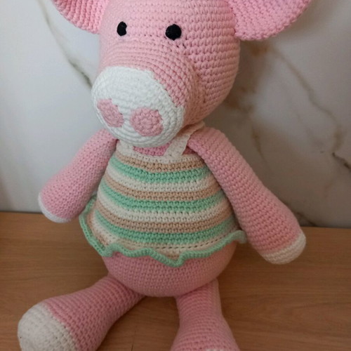 Amigurumi pig large new, handmade knitted doll