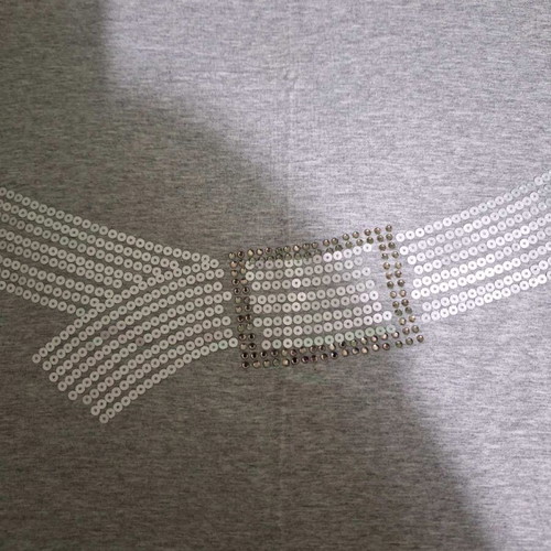 FIDELE gray sleeveless viscose top with sequin belt design like new