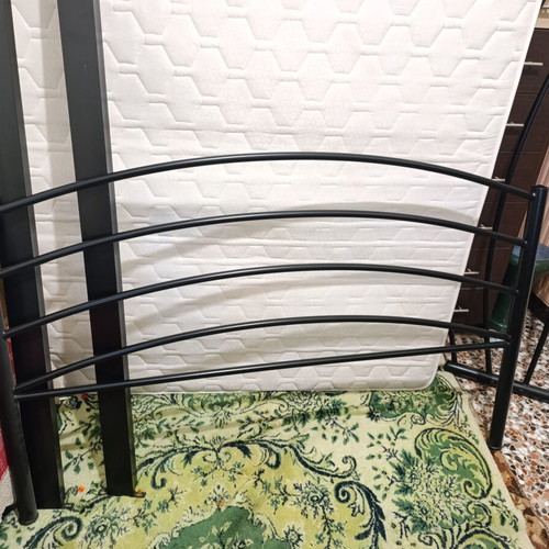 Double bed with metal frame and like new mattress