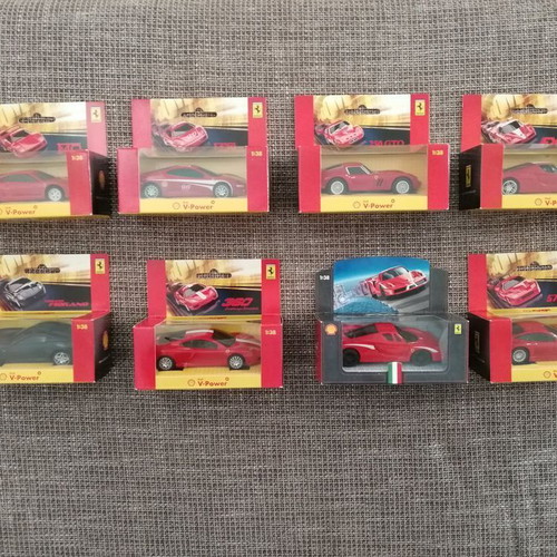 Ferrari 1:38 collectible toy cars new, Exclusive Shell V-Power Club set of 8