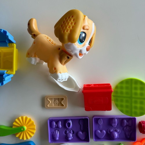 Play Doh Care and Carry Vet Playset used with modeling accessories