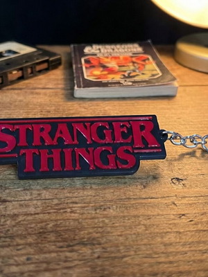 Stranger Things 3D printed keychain new, black and red, set of 2