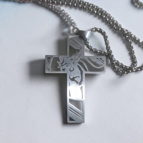 Cross with the Lord's Prayer silver, new