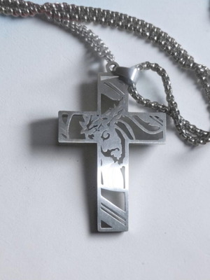 Cross with the Lord's Prayer silver, new