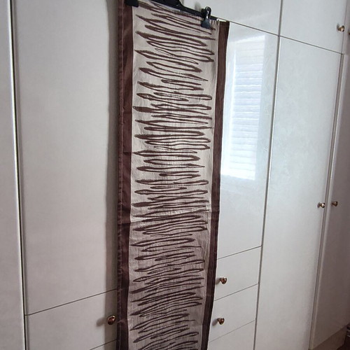 Runner modern double-sided brown ecru taffeta fabric like new 0.40x1.30m