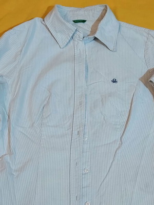 Benetton women's shirt used, size Medium, white, 100% cotton