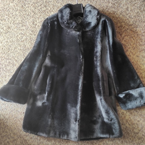 Mouton fur used, gray, size L