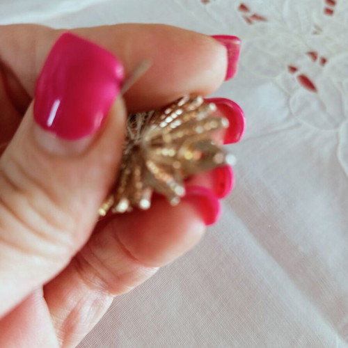 Vintage filigree sun brooch with pearls used