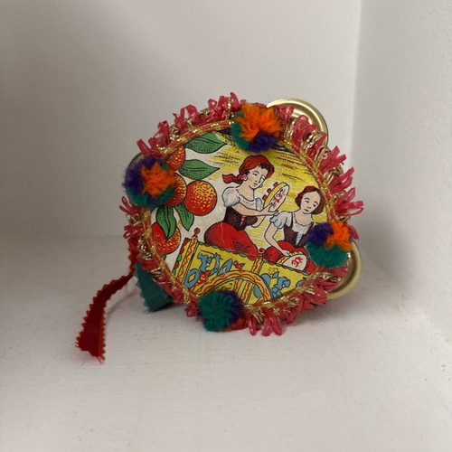Vintage Sicilian cart with horse and tambourine decoration