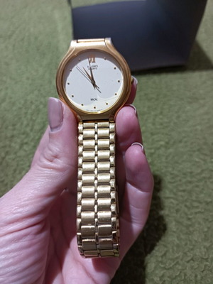Ρολόι Seiko ανδρικό μεταχειρισμένο, χρυσό με λευκή πλακέτα
