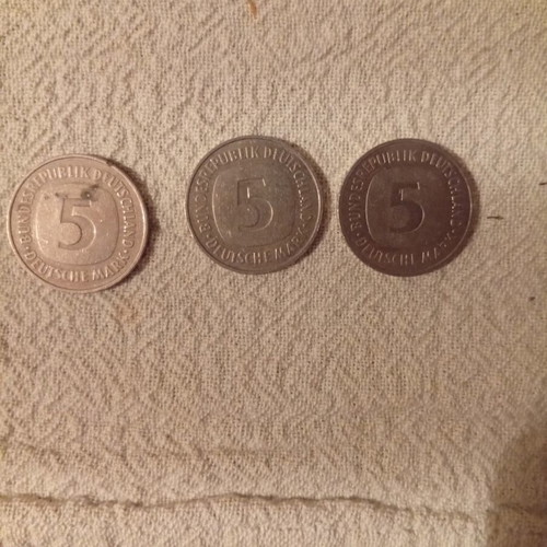 German old coins 5 marks used, sold together