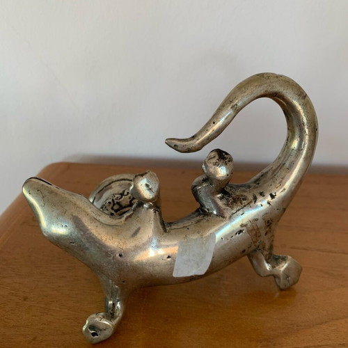 Lizard candlestick like new made of alpaca