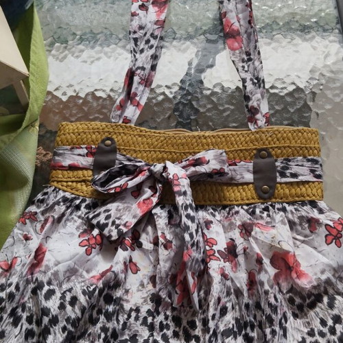 Fabric shoulder bag large multicolored new