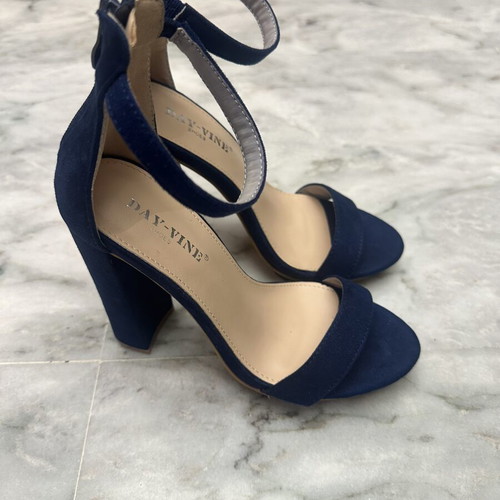 High heel navy blue sandals