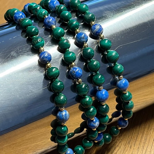 Malachite and Lapis Lazuli Necklace 80cm new
