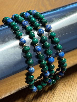 Malachite and Lapis Lazuli Necklace 80cm new
