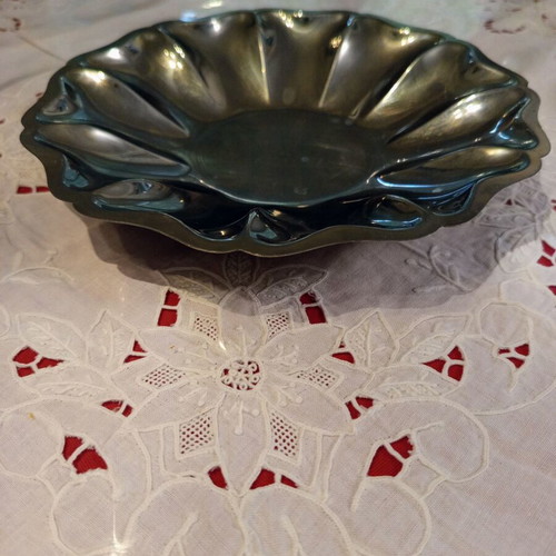 Vintage Silver-Plated Metal Bowl used with Baroque Floral Relief