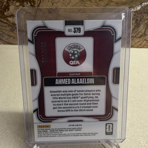 2026 Panini Prizm FIFA World Cup Soccer Ahmed Alaaeldin RC Yellow Wave Prizm new