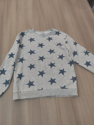 Детски суитшърт H&M 128 см, като нов, сив със сини звезди