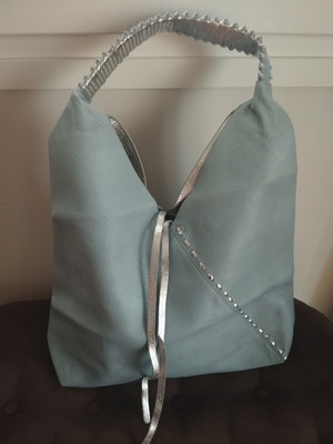Large shoulder bag like new, turquoise and silver