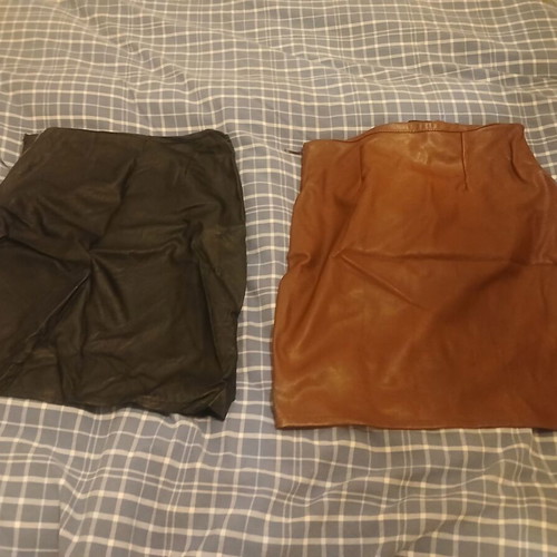 Celestino mini leather skirts like new, black and brown, size S