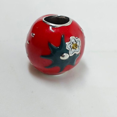 Silver Charm 925 Strawberry with Enamel and Zirconia like new