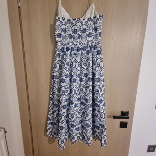 HM midi crochet dress blue and white like new, size 34
