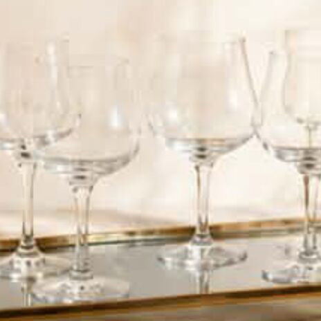 Crystal wine and champagne glasses set, 6 wine and 6 champagne glasses
