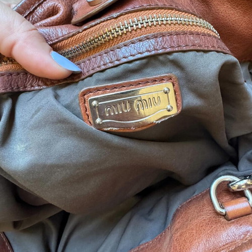 Miu Miu Pocket Leather Vintage Shoulder Bag used, brown