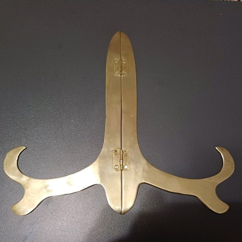 Brass display easel used, solid brass folding support stand