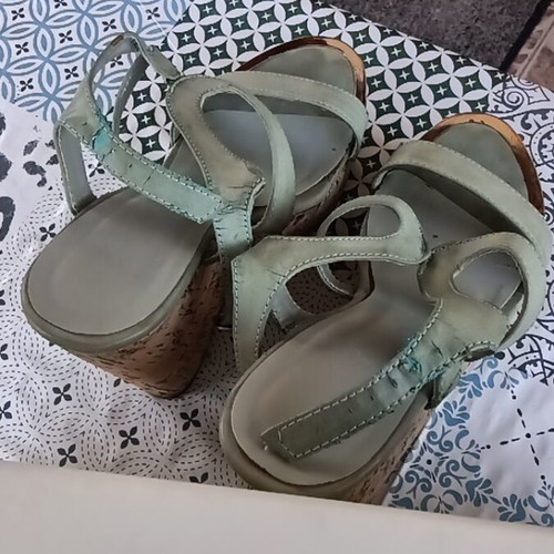 Haralas platform sandals size 37.5 used, turquoise, heel 13cm