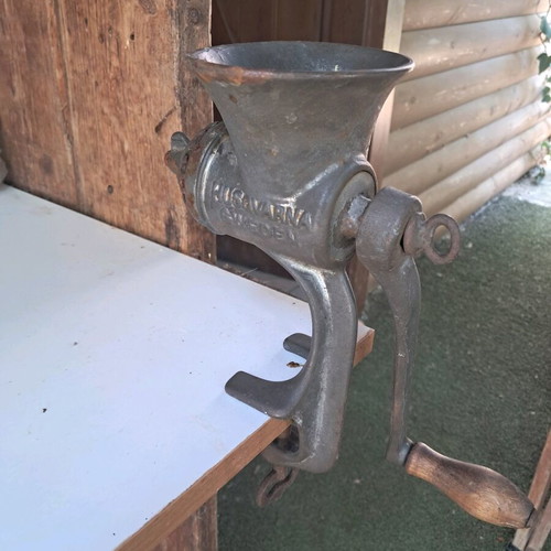 Meat grinder used, very old, HUSDVARNA, iron