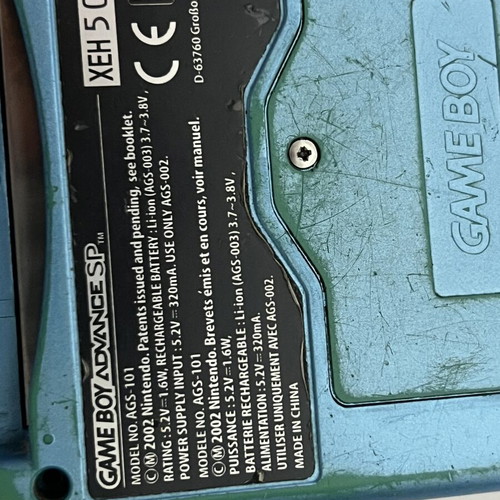 Nintendo Game Boy Advance SP used, screen issue, battery needs replacement