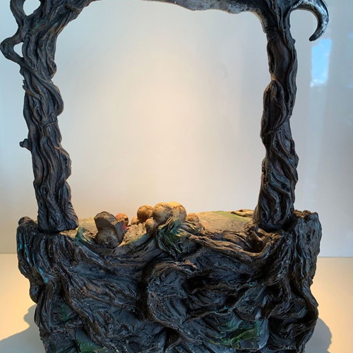 Gothic decorative resin base with 4 used Grim Reaper figures