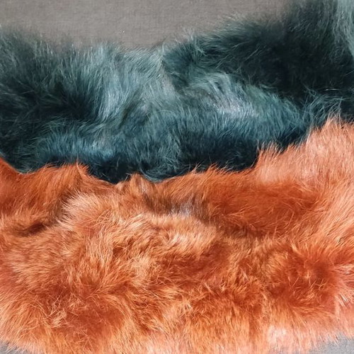 Fur collar scarves used, set of 2, brown and green shades