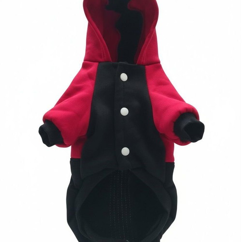 Dog hoodie XL like new, red and black with buttons