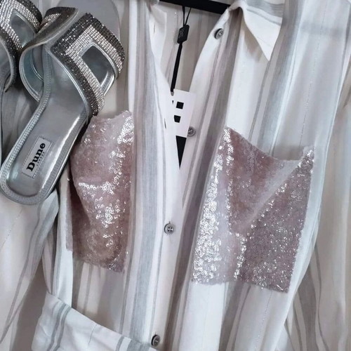 Access caftan dress new, white with silver thread, size S