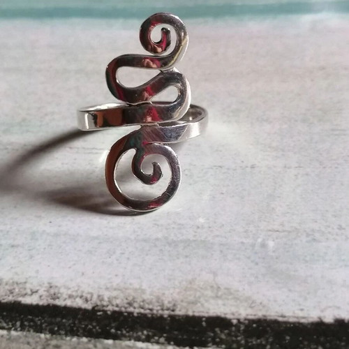 Silver 925 ring ancient Greek spirals new